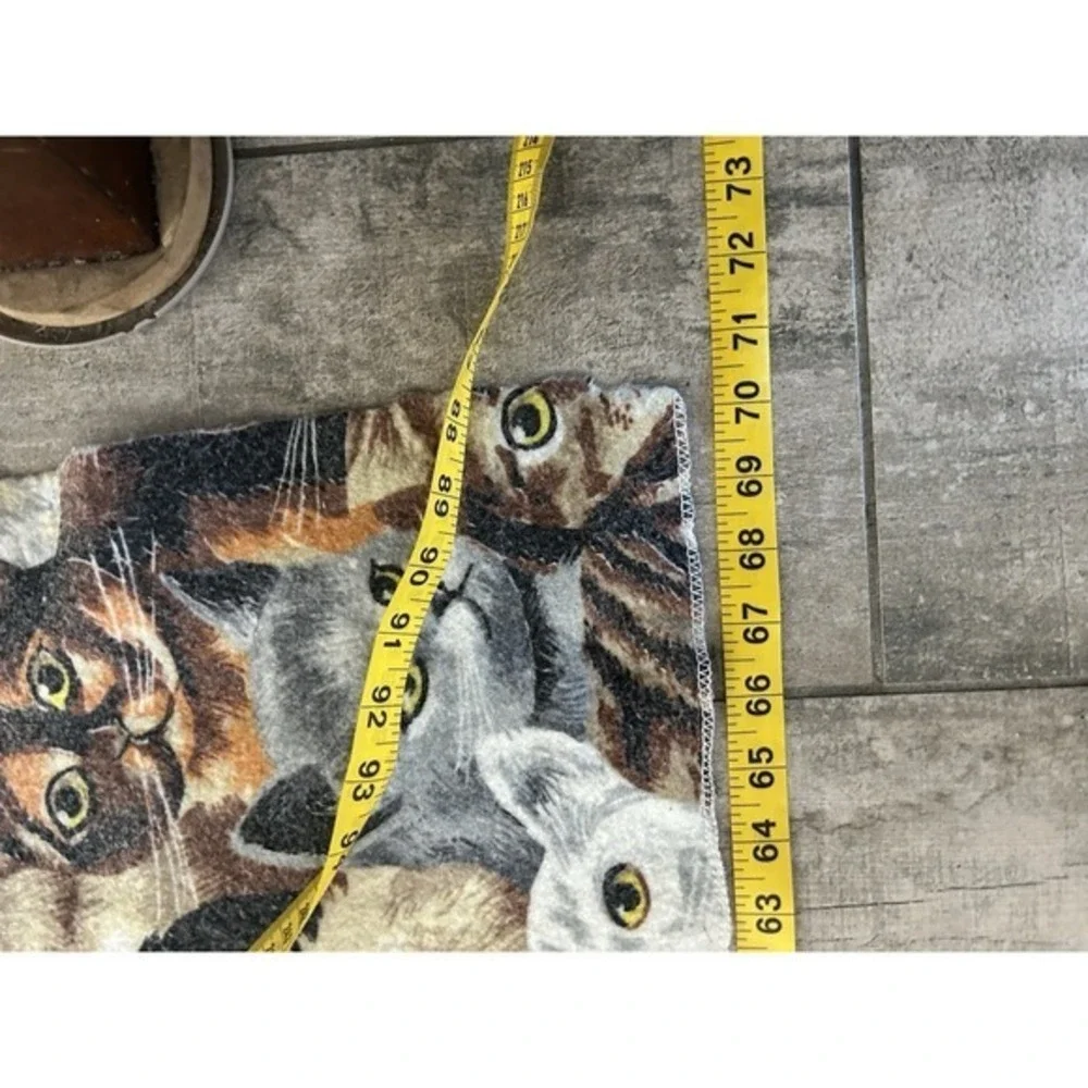 Vintage Woven 86x70 Crazy Cat Lady Tapestry Blanket Comforter‎ Cottage Catcore